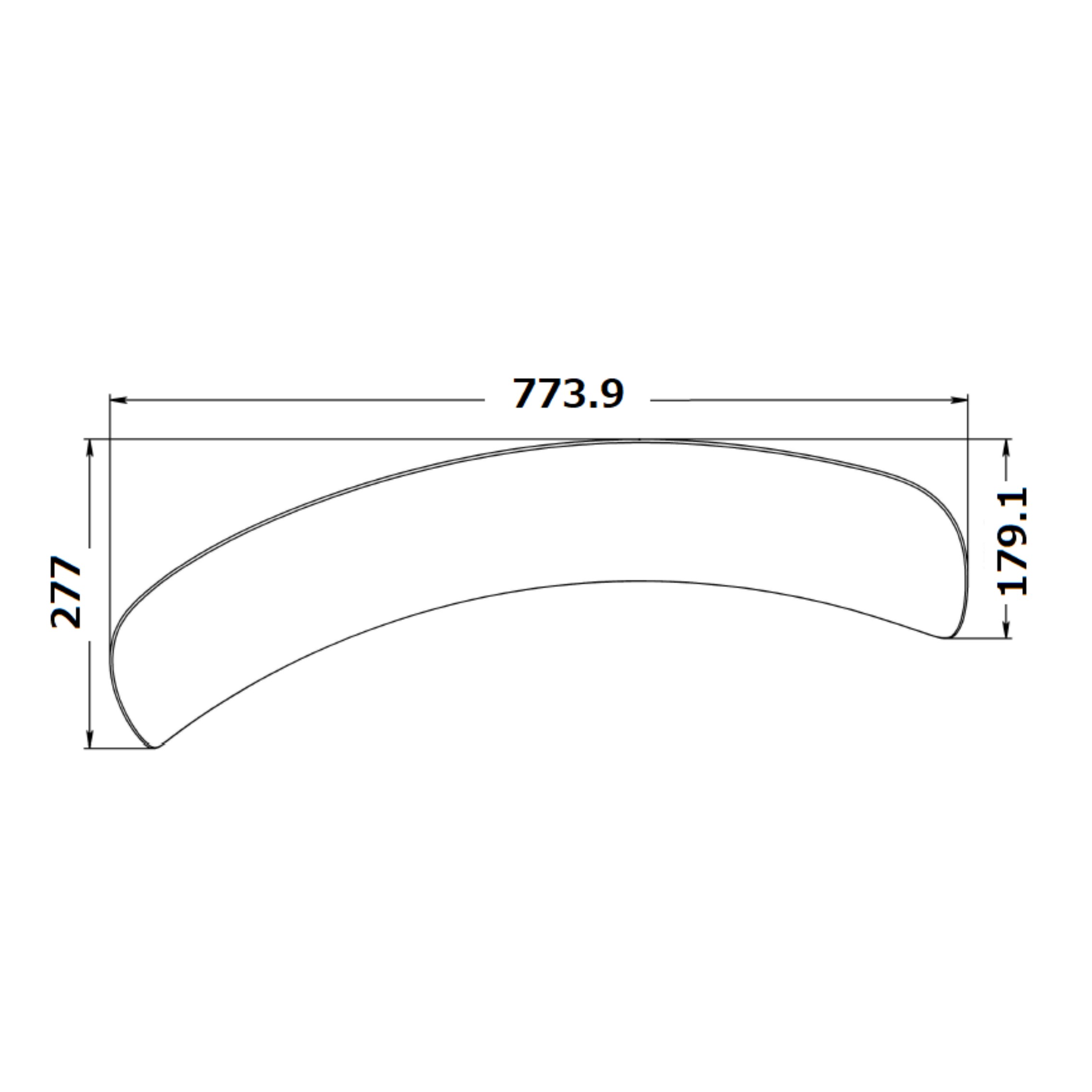 ヘッドレストＲ切欠き有　Ｌ＝７７０（ホワイト）