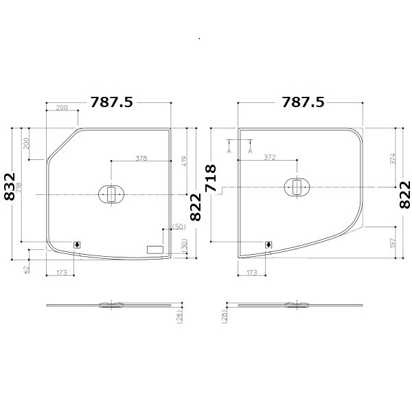 ＳＴ２枚風呂蓋Ｒ　把手付