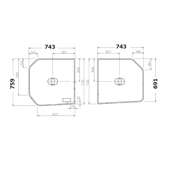 把手付２枚蓋Ｒ１６５０